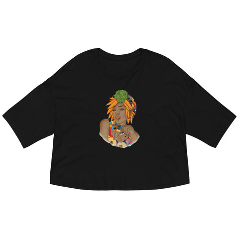 Fanm Kawòt Loose Drop Shoulder Crop Top